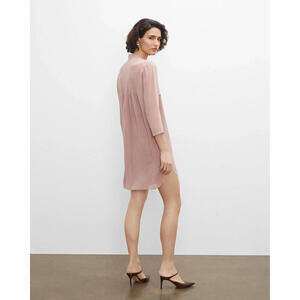 NWT $265 Club Monaco Tunic Pintuck Silk Dress With Neck Tie in Mauve 4